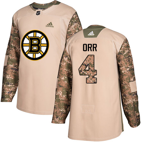 Adidas Bruins #4 Bobby Orr Camo Authentic Veterans Day Youth Stitched NHL Jersey
